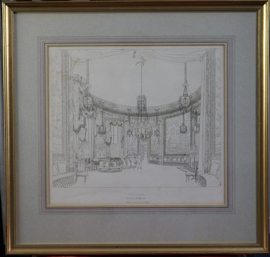John Nash Kitchen, Saloon, Salon and Interior of the stables, Pavilion Brighton, c.1823 largest overall 11.5 x 13in.